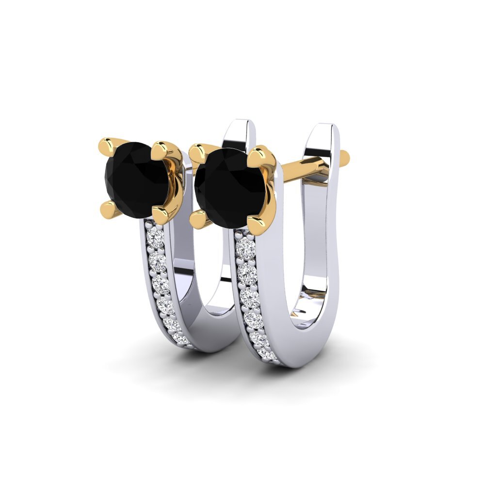 14ct White & Yellow Gold Black Sapphire Women's Earring Magali