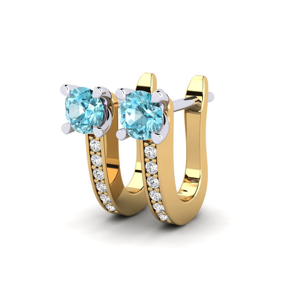 18ct Yellow & White Gold Blue Zircon Women's Earring Magali