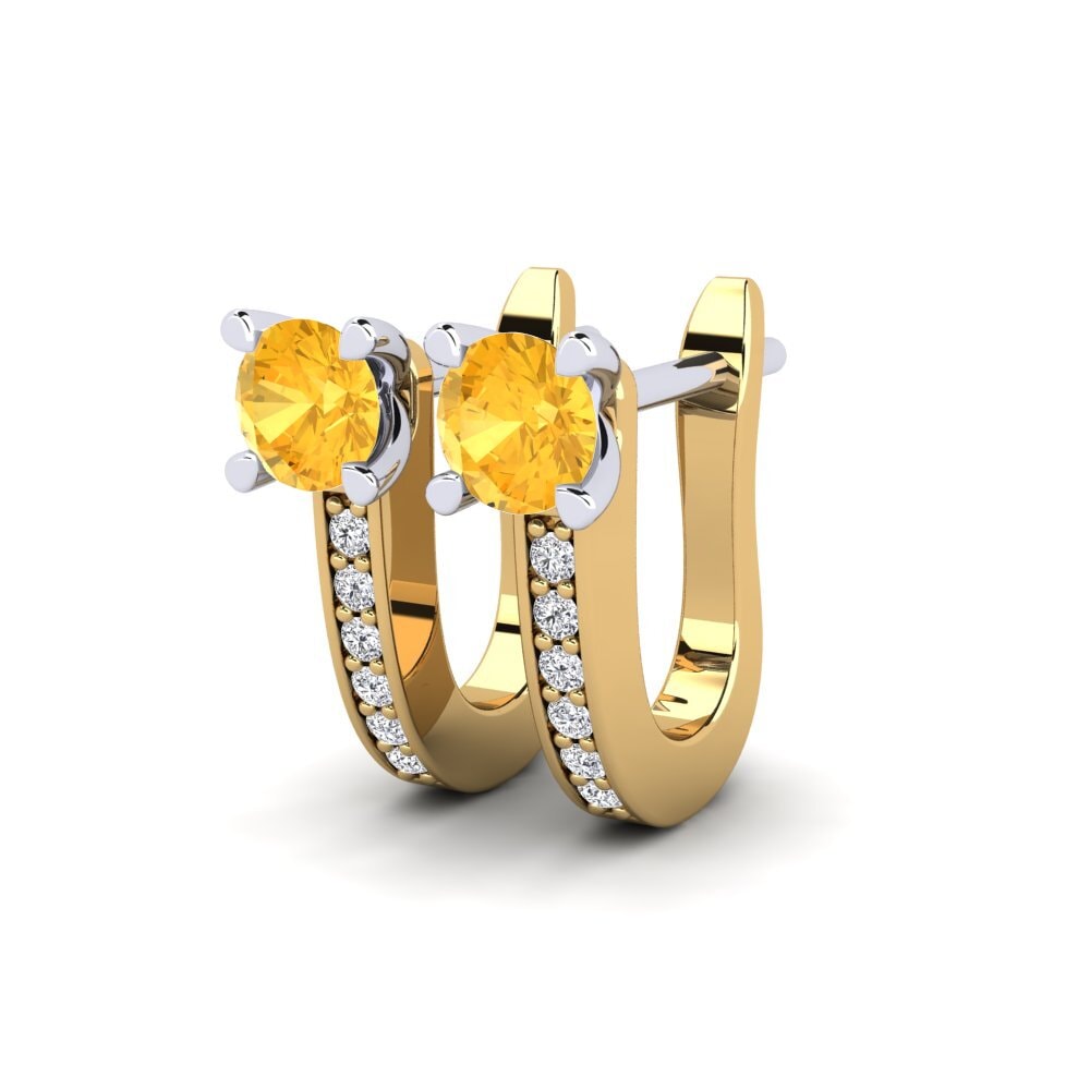 14ct Yellow & White Gold Citrine Women's Earring Magali