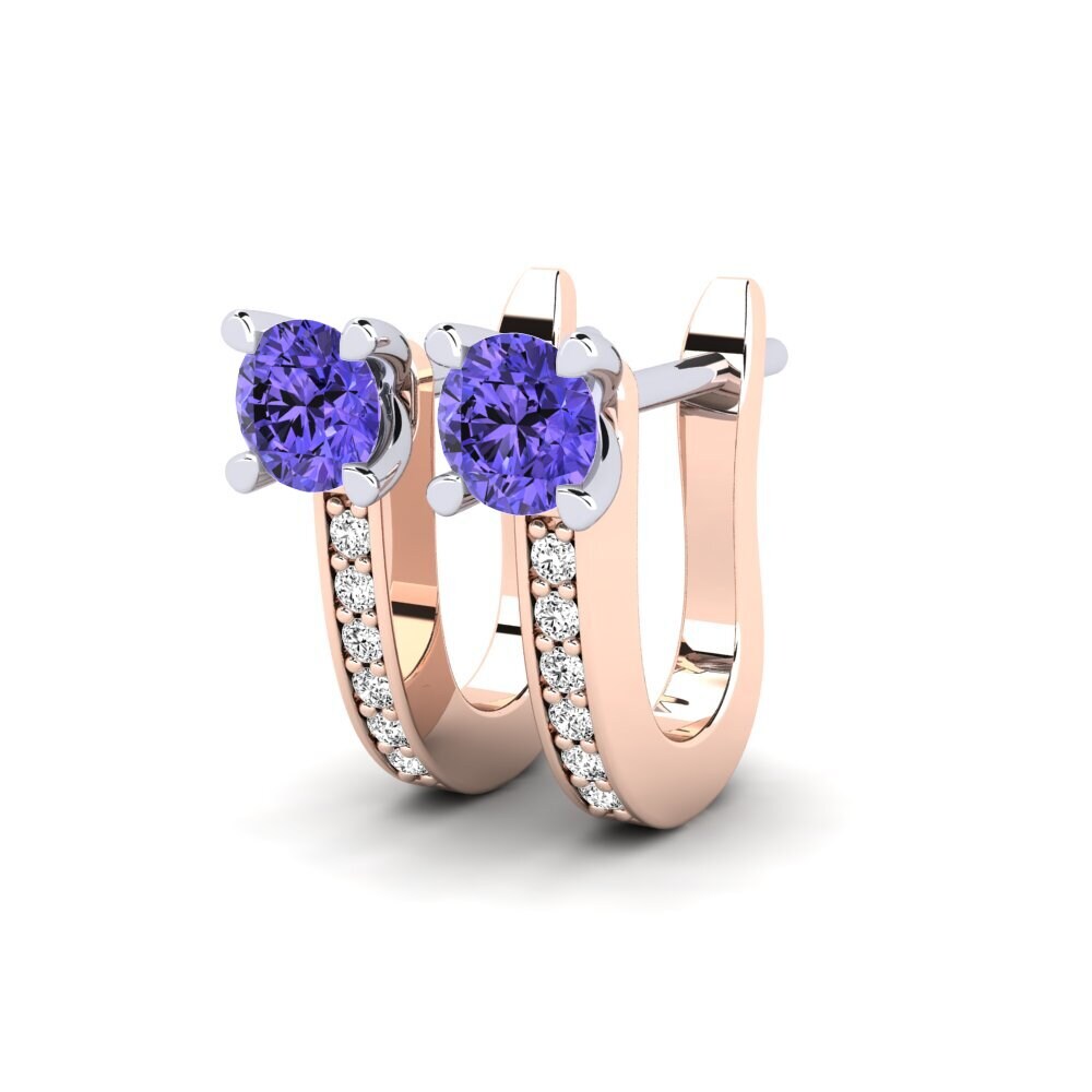 14k Oro Rosa & Blanco Tanzanita Pendiente de mujer Magali