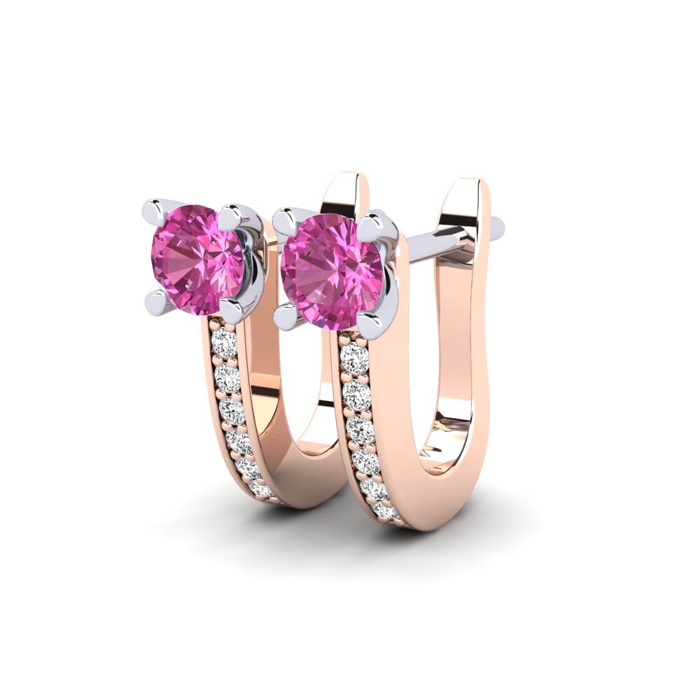 18k Oro Rosa & Blanco Topacio Rosa Pendiente de mujer Magali