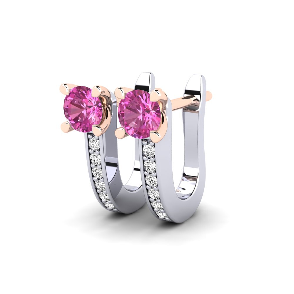 14k Oro Blanco & Rosa Topacio Rosa Pendiente de mujer Magali