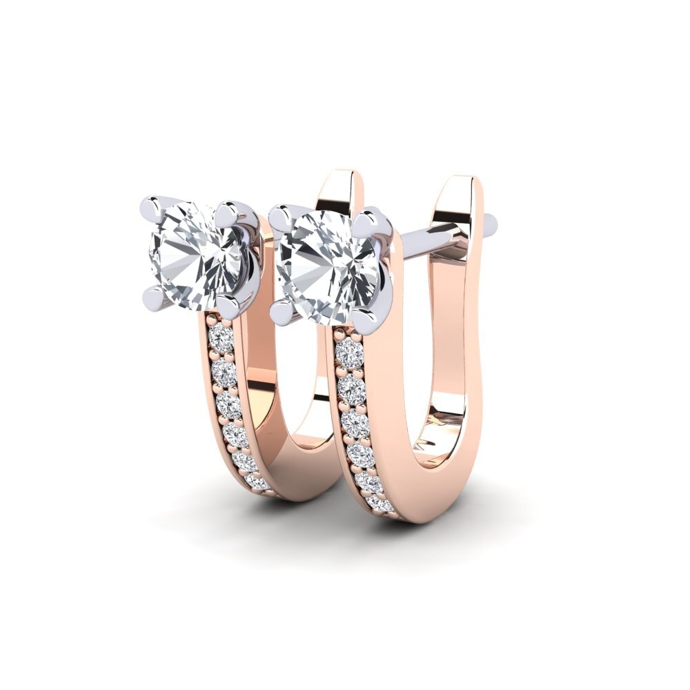 9k Oro Rosa & Blanco Circón Blanco Pendiente de mujer Magali