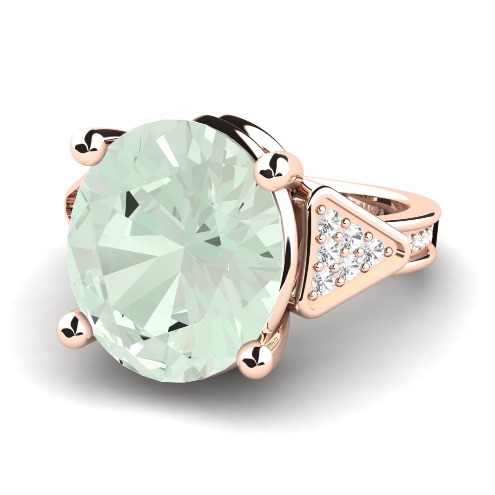 9k Rose Gold Green Amethyst Ring Magaris