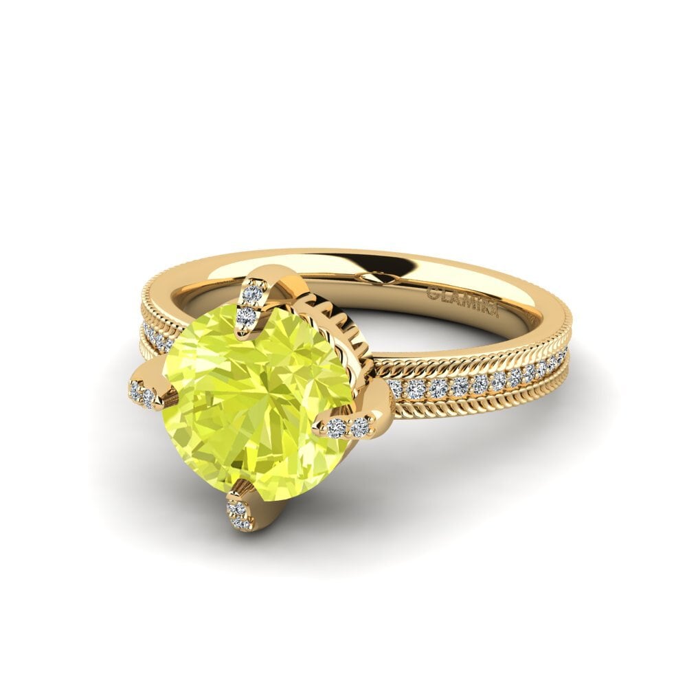14k Oro Amarillo Cuarzo Limón Anillo de compromiso Mages