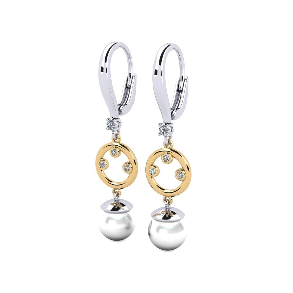 14k Oro Blanco & Amarillo Pendiente de mujer Maghunaj