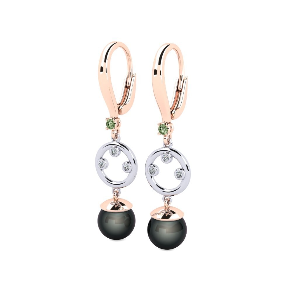 9k Oro Rosa & Blanco Diamante Verde Pendiente de mujer Maghunaj