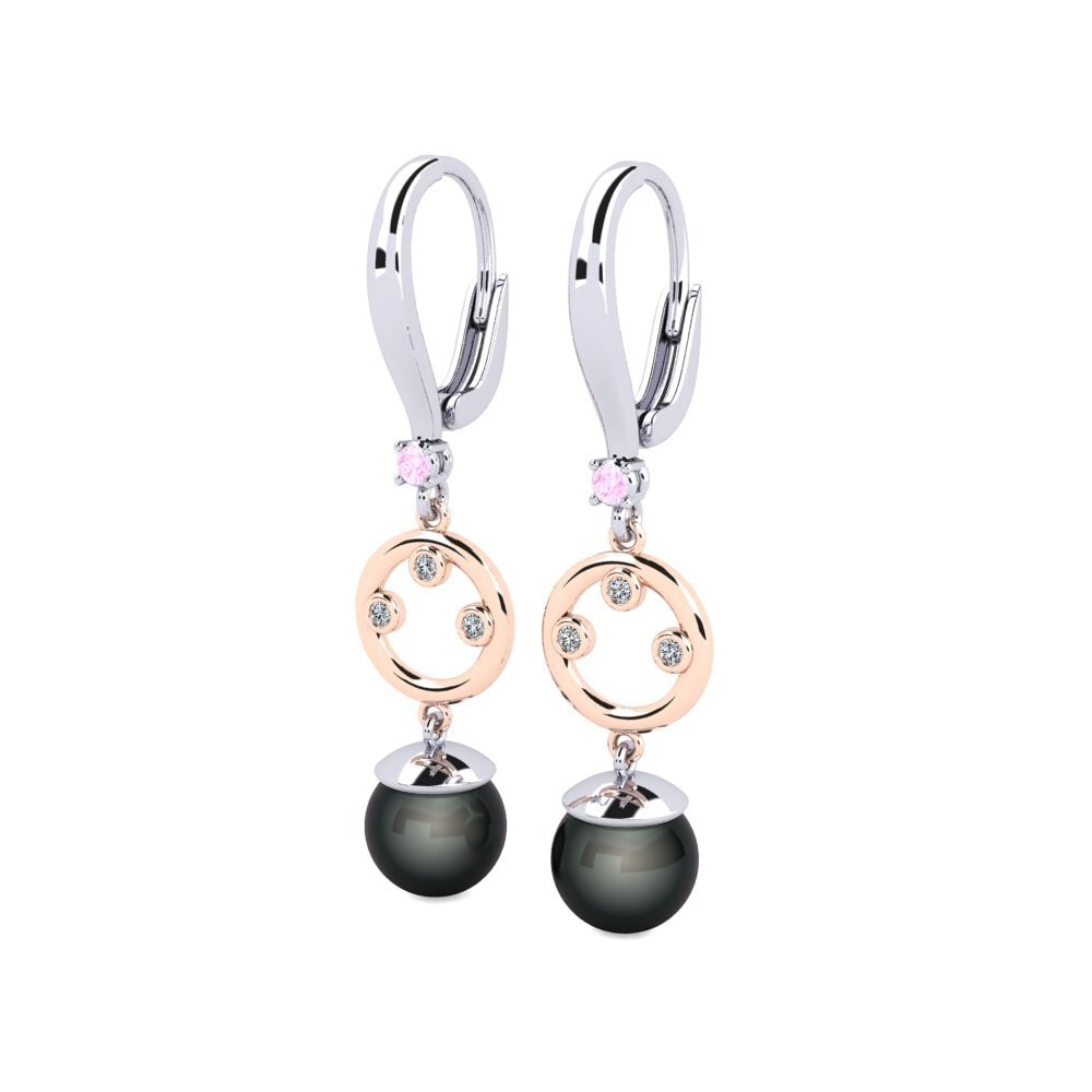 14k Oro Blanco & Rosa Zafiro Rosado Pendiente de mujer Maghunaj