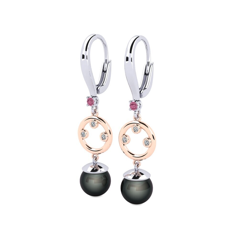 9ct White & Rose Gold Rhodolite Garnet Women's Earring Maghunaj