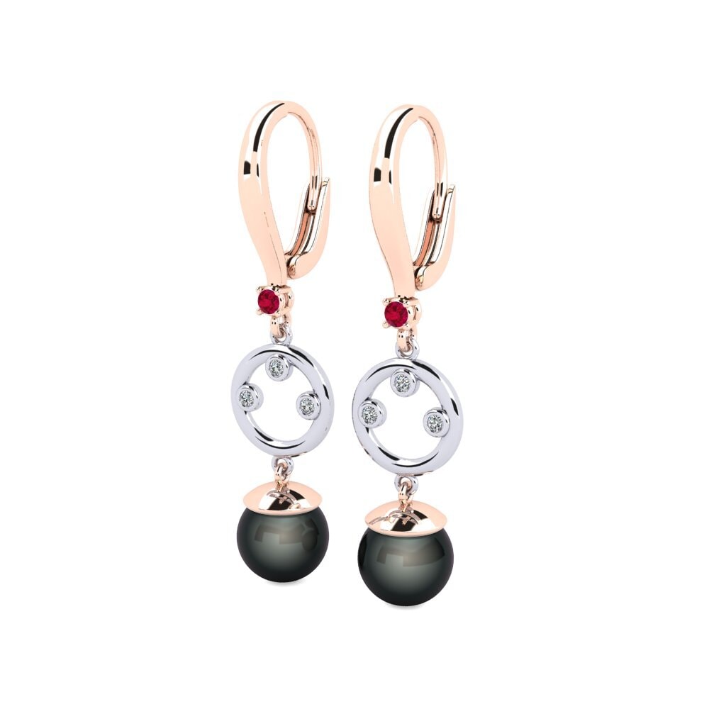 9k Oro Rosa & Blanco Rubí Pendiente de mujer Maghunaj