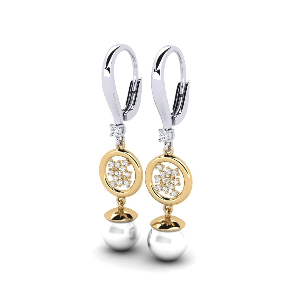 14k Oro Blanco & Amarillo Pendiente de mujer Maglujay