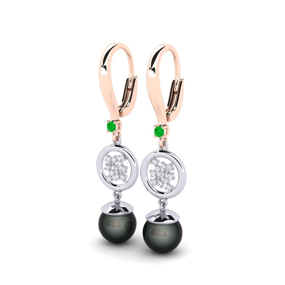 14ct Rose / White Gold Emerald Women's Earring Maglujay