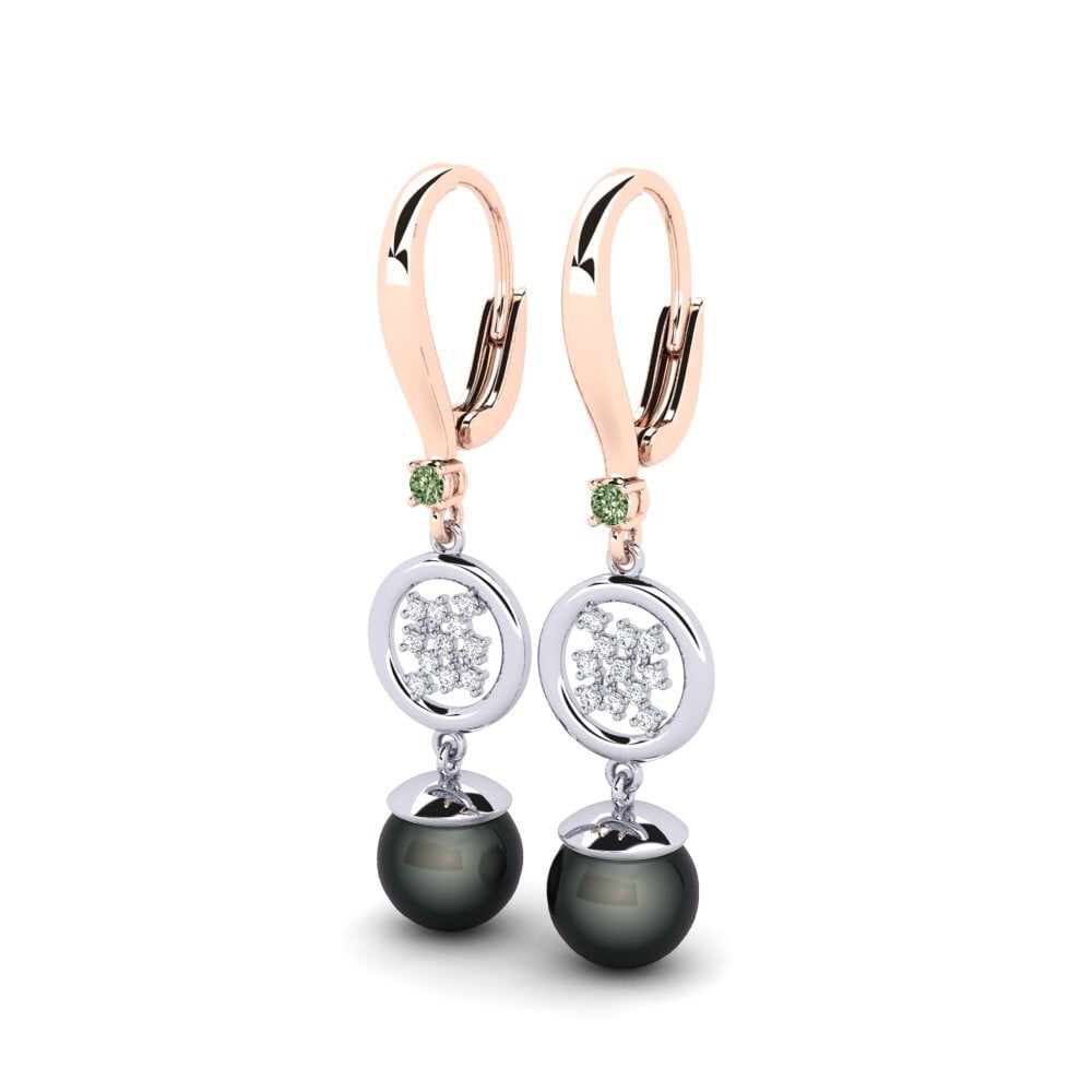 9k Oro Rosa & Blanco Diamante Verde Pendiente de mujer Maglujay