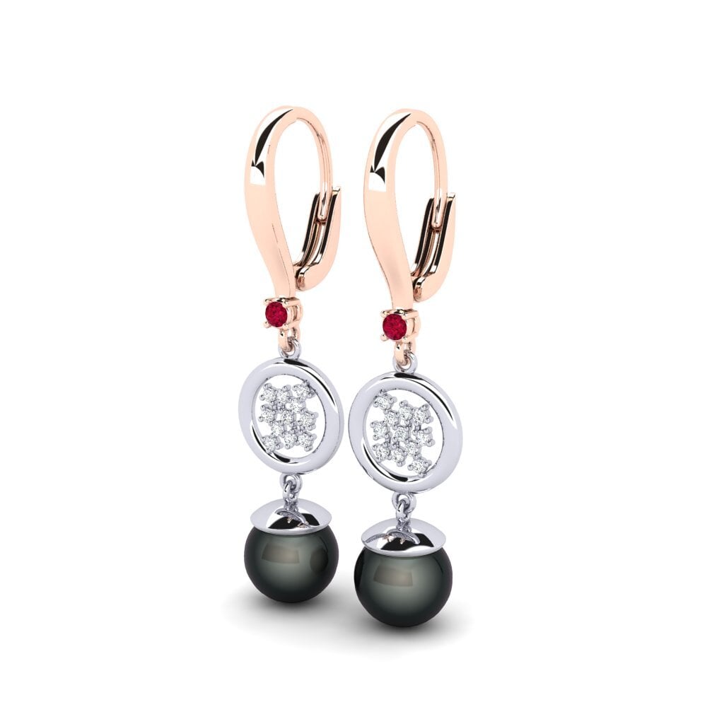 9k Oro Rosa & Blanco Rubí Pendiente de mujer Maglujay