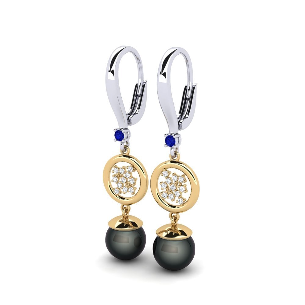14ct White & Yellow Gold Sapphire Women's Earring Maglujay