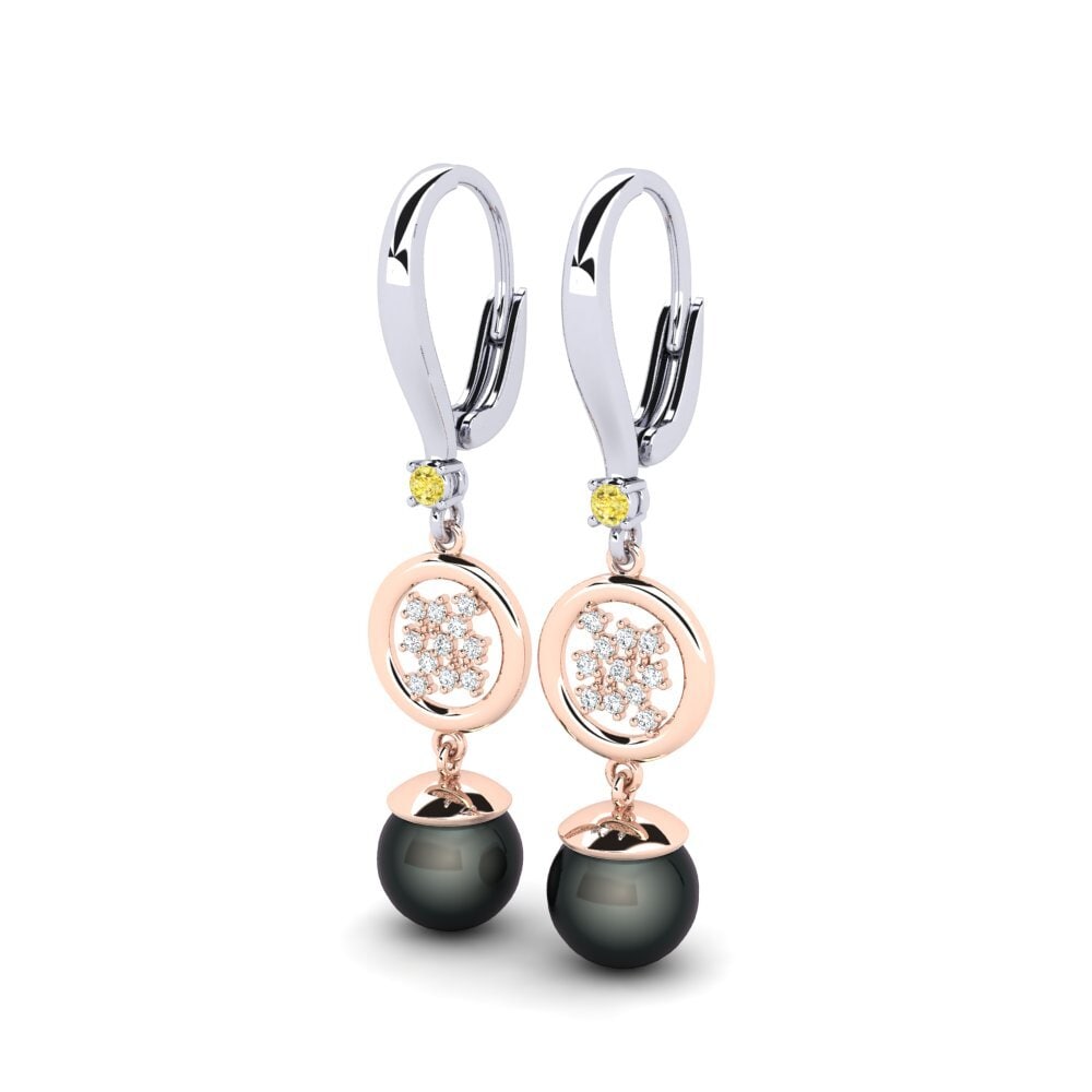 14ct White & Rose Gold Yellow Sapphire Women's Earring Maglujay