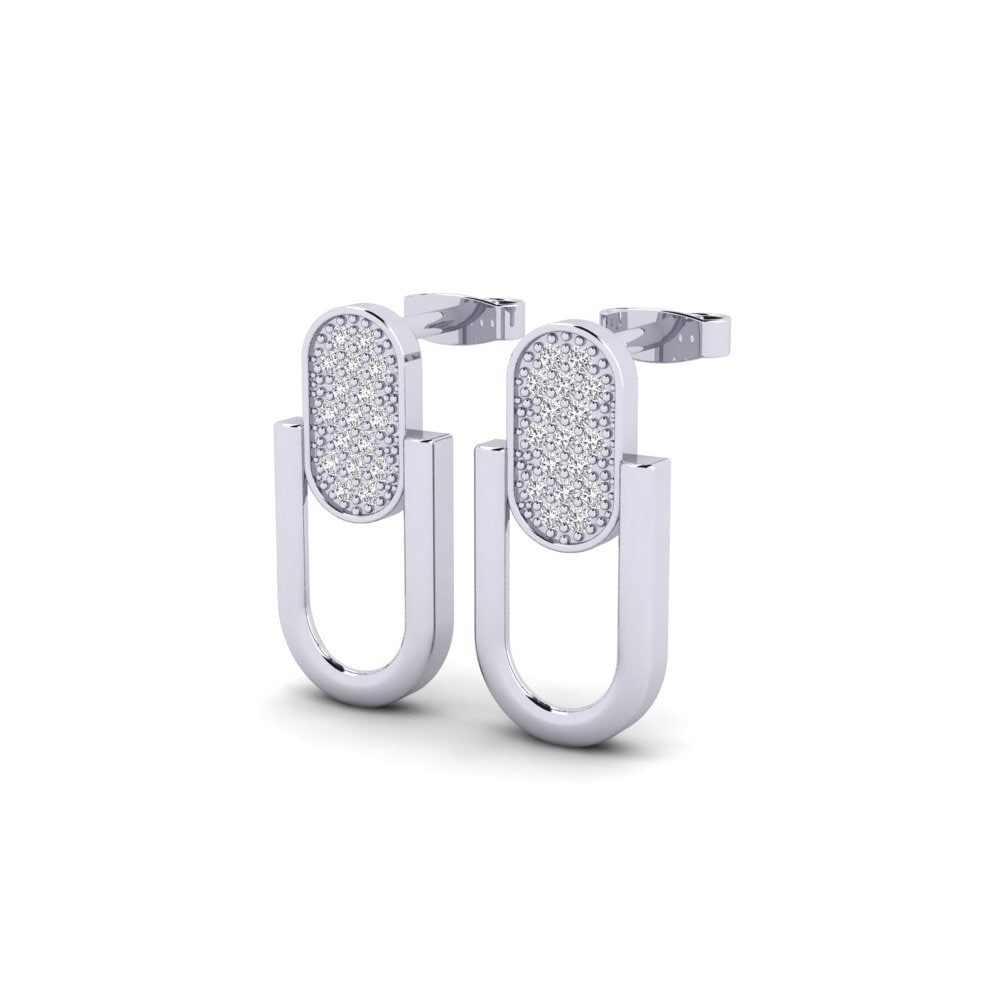Ouro Branco 9K Diamante Produzido em Laboratório Brincos Feminino Magnanime