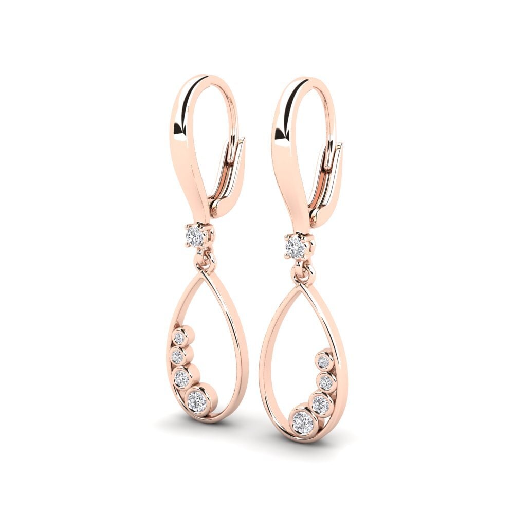14k Oro Rosa Diamante cultivado en laboratorio Pendiente de mujer Magnete