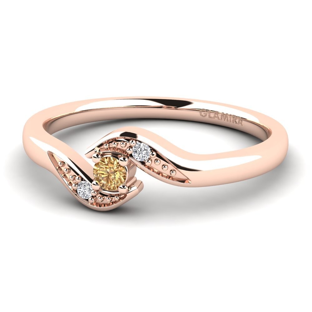 14k Oro Rosa Diamante café Anillo de compromiso Magnolia