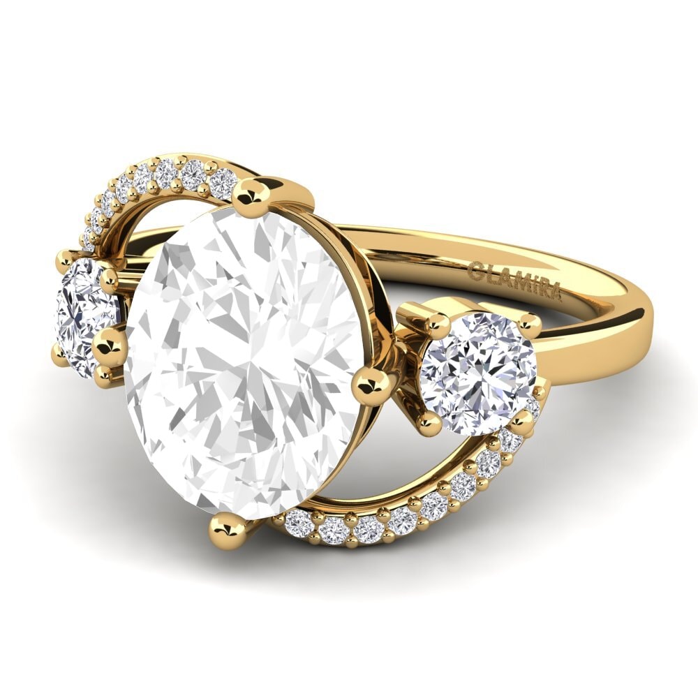 9k Oro Amarillo Topacio blanco Anillo de compromiso Magriet