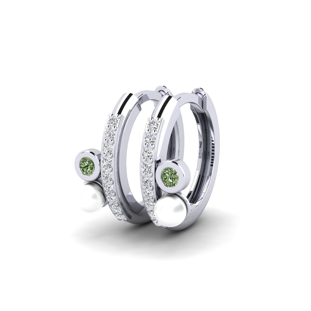 950 Platin Grüner Diamant Damen ohrring Magus