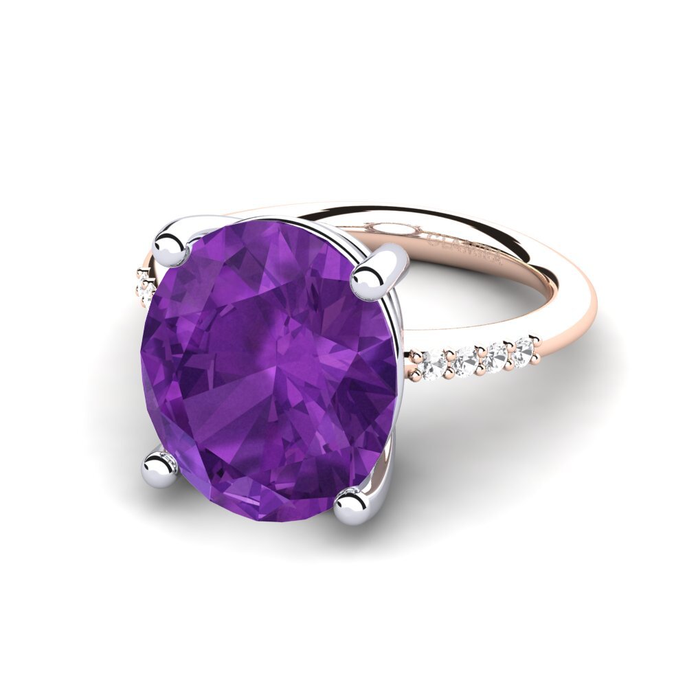 14k Rose & White Gold Amethyst Ring Maharlika