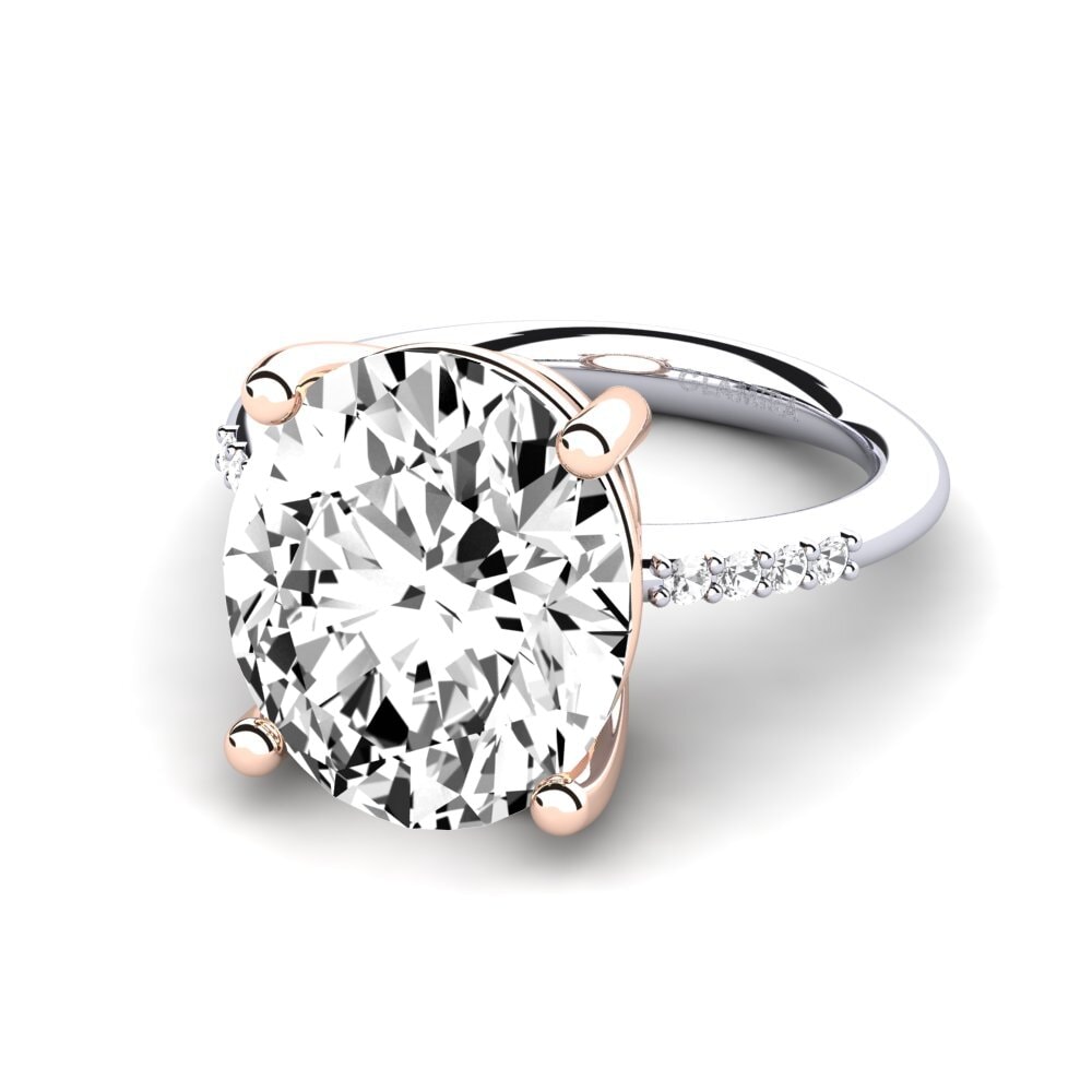 18k Oro Blanco & Rosa Anillo Maharlika