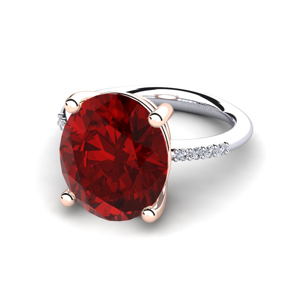 14k Oro Blanco & Rosa Rubí (Creado en laboratorio) Anillo Maharlika