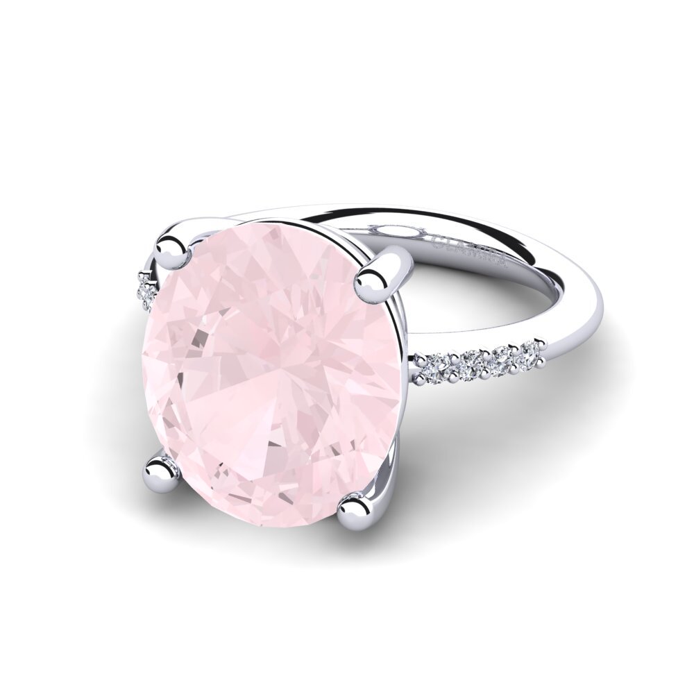 Or Blanc 9k Quartz Rose Bague Maharlika