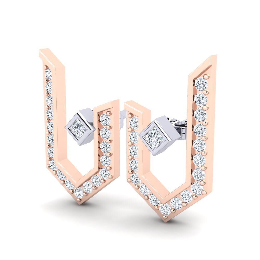9k Oro Rosa & Blanco Pendiente de mujer Mahila