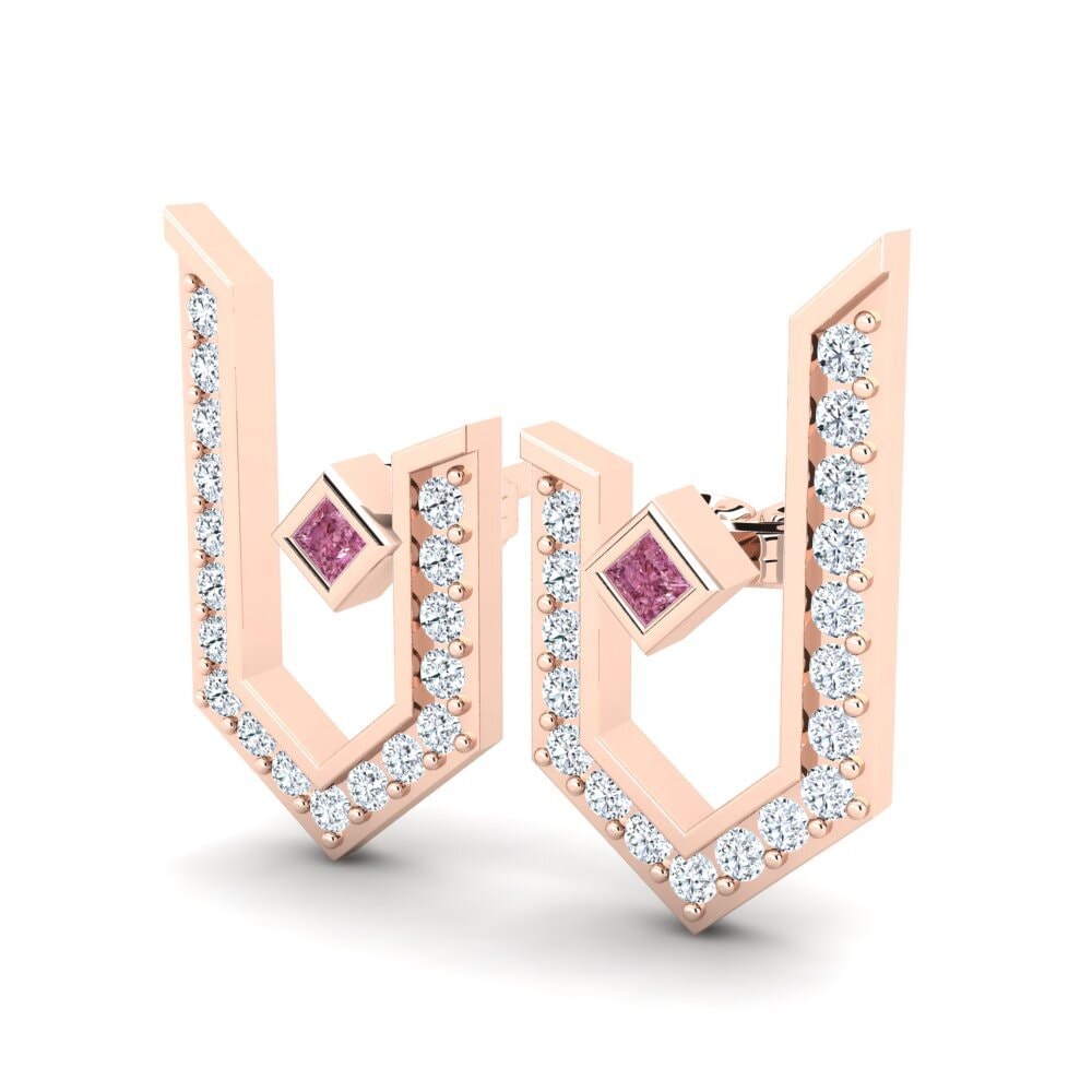 18ct Rose Gold Rhodolite Garnet Women's Earring Mahila