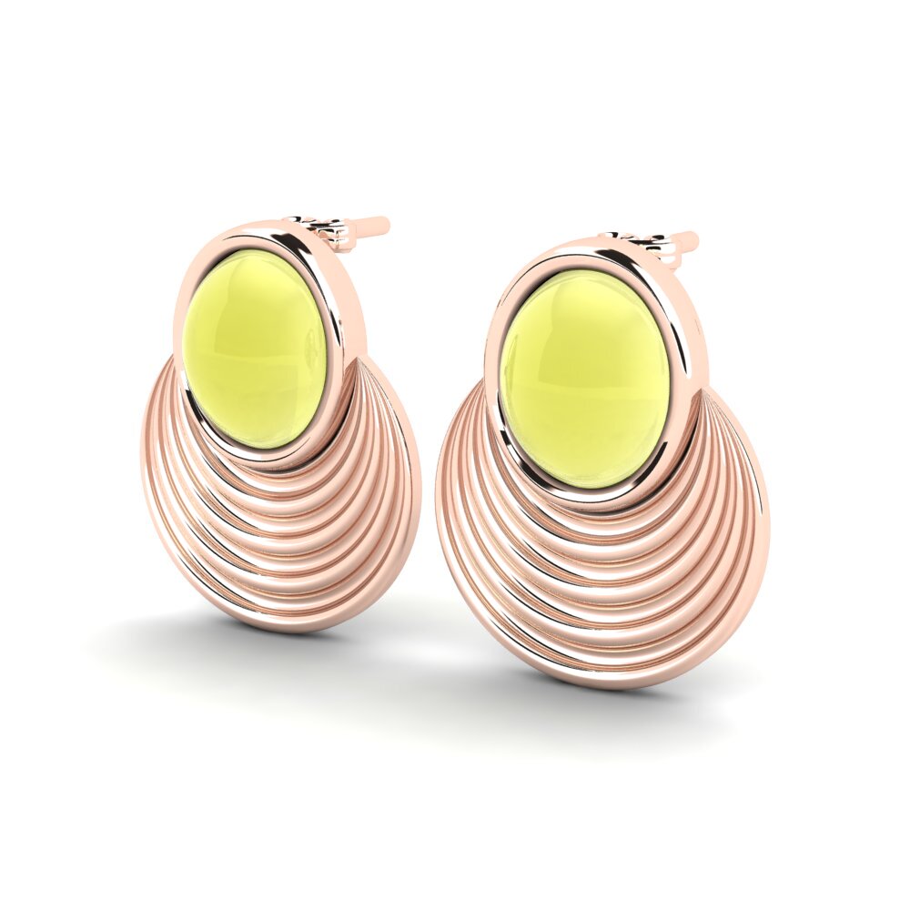 18k Oro Rosa Topacio Limón Cabujón Pendiente de mujer Mahina