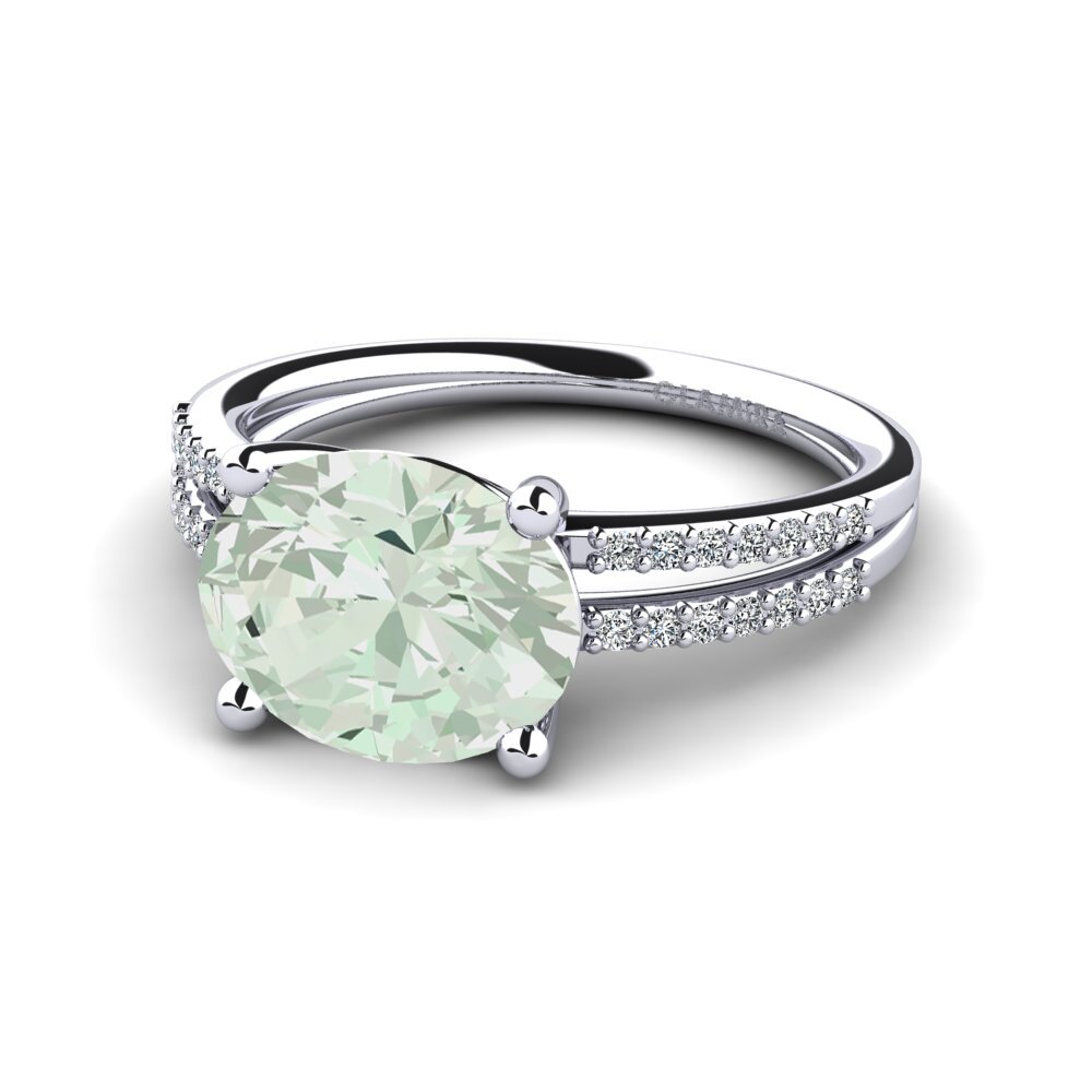 Green Amethyst Engagement Ring Mahniya