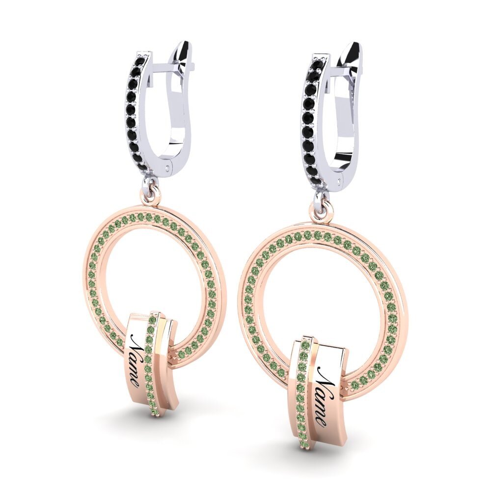 14k Oro Rosa & Blanco Diamante Verde Pendiente de mujer Mahsa