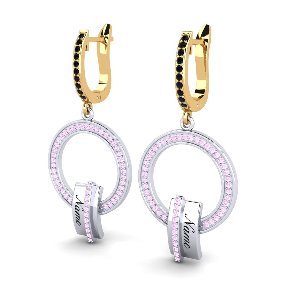 9k Oro Blanco & Amarillo Zafiro Rosado Pendiente de mujer Mahsa