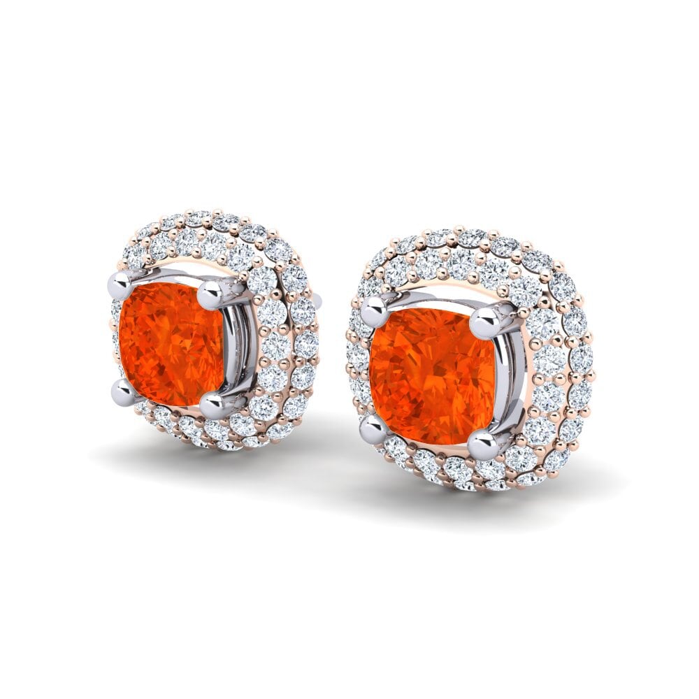 14ct Rose & White Gold Fire Opal Women's Earring Maible