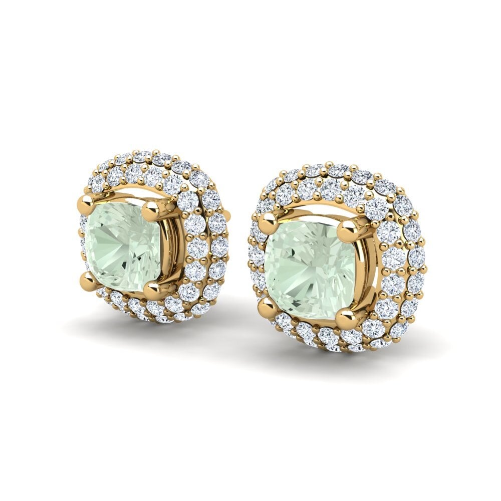 14ct Yellow Gold Green Amethyst Women's Earring Maible