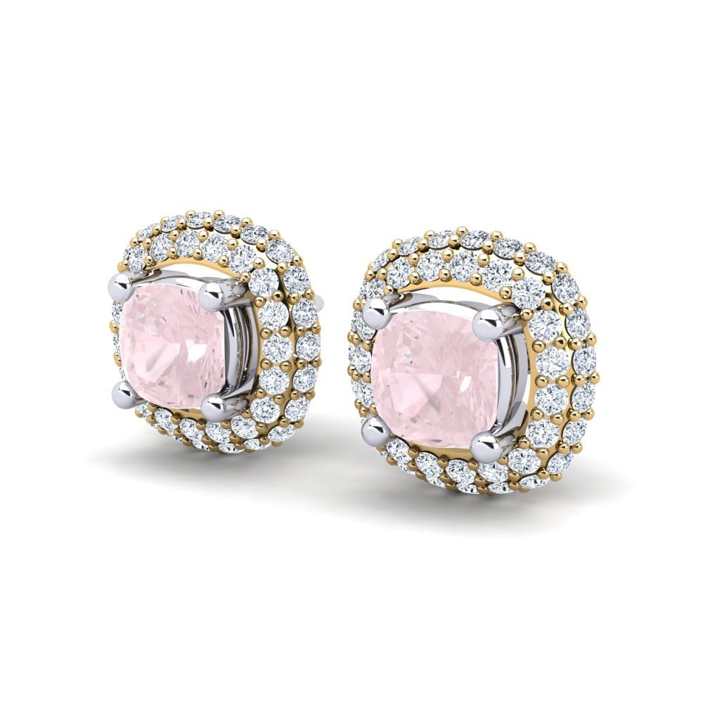 18ct Yellow & White Gold Rose Quartz Women's Earring Maible