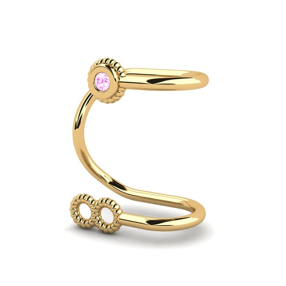 14ct Yellow Gold Pink Sapphire Women's Earring Mailhotod