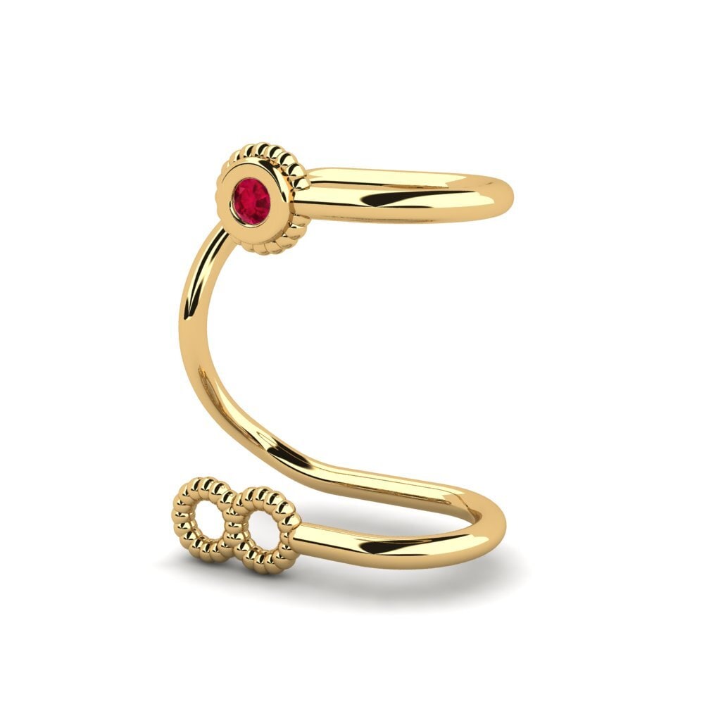 14ct Yellow Gold Ruby Women's Earring Mailhotod