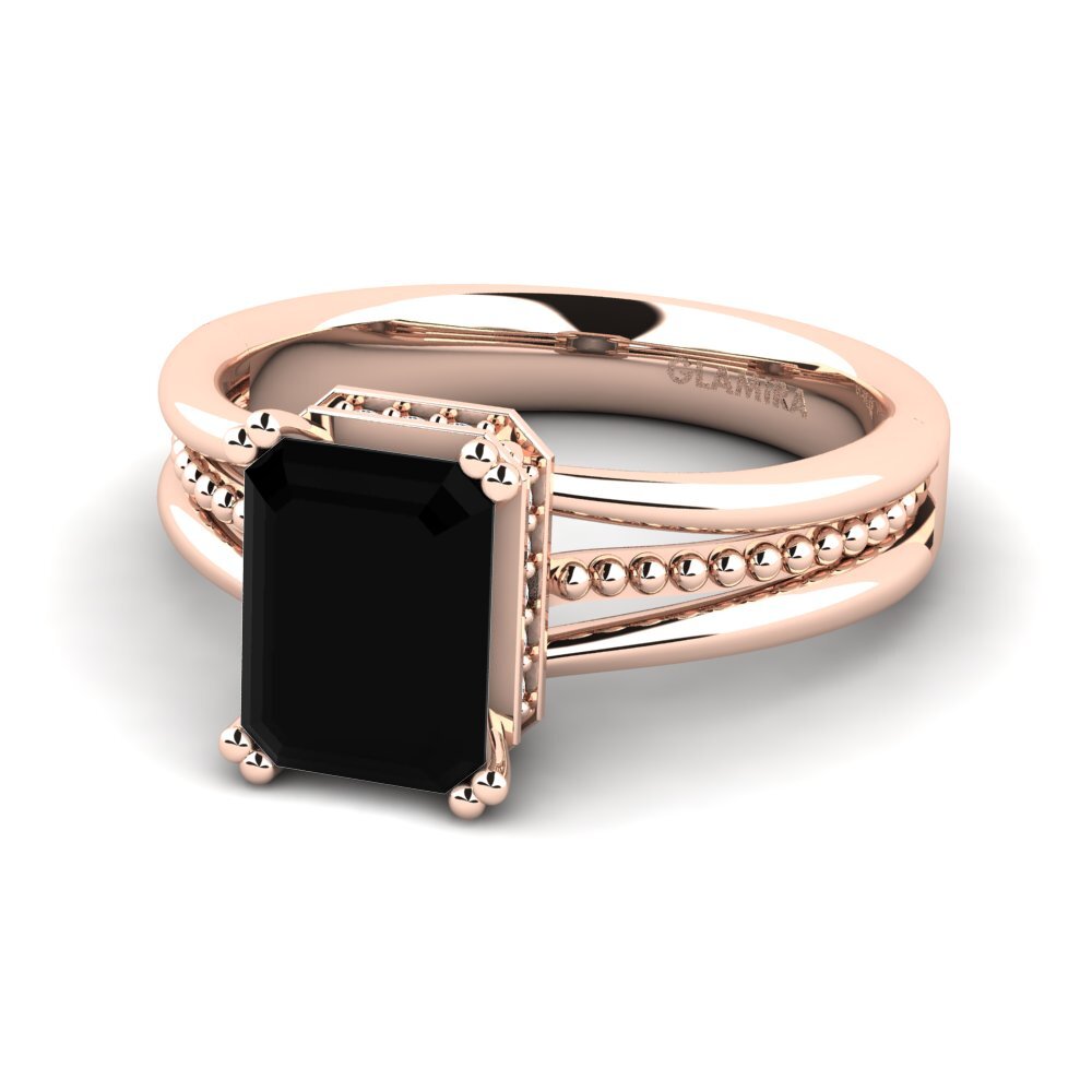 9k Rose Gold Black Onyx Engagement Ring Maine