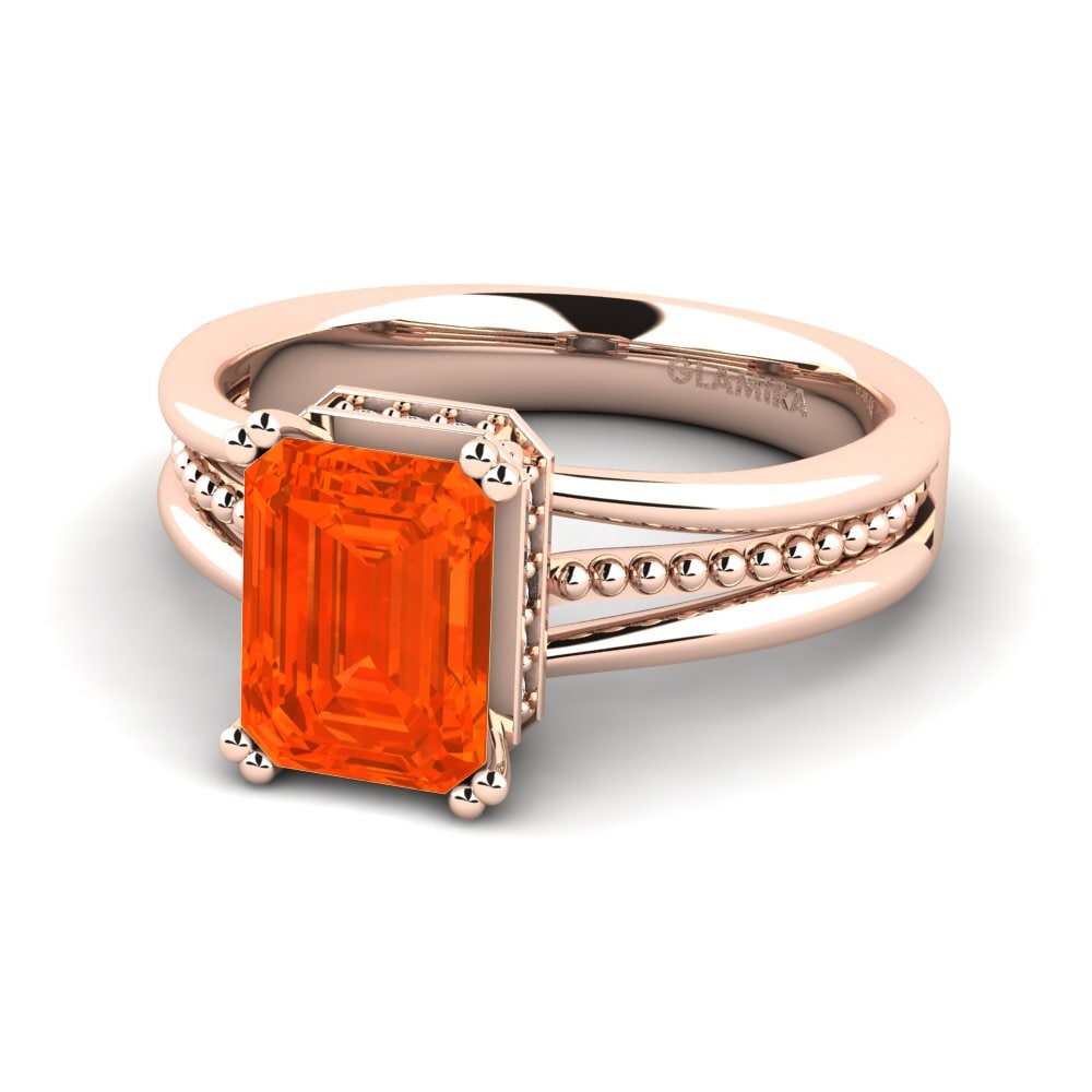 9k Rose Gold Fire-Opal Engagement Ring Maine