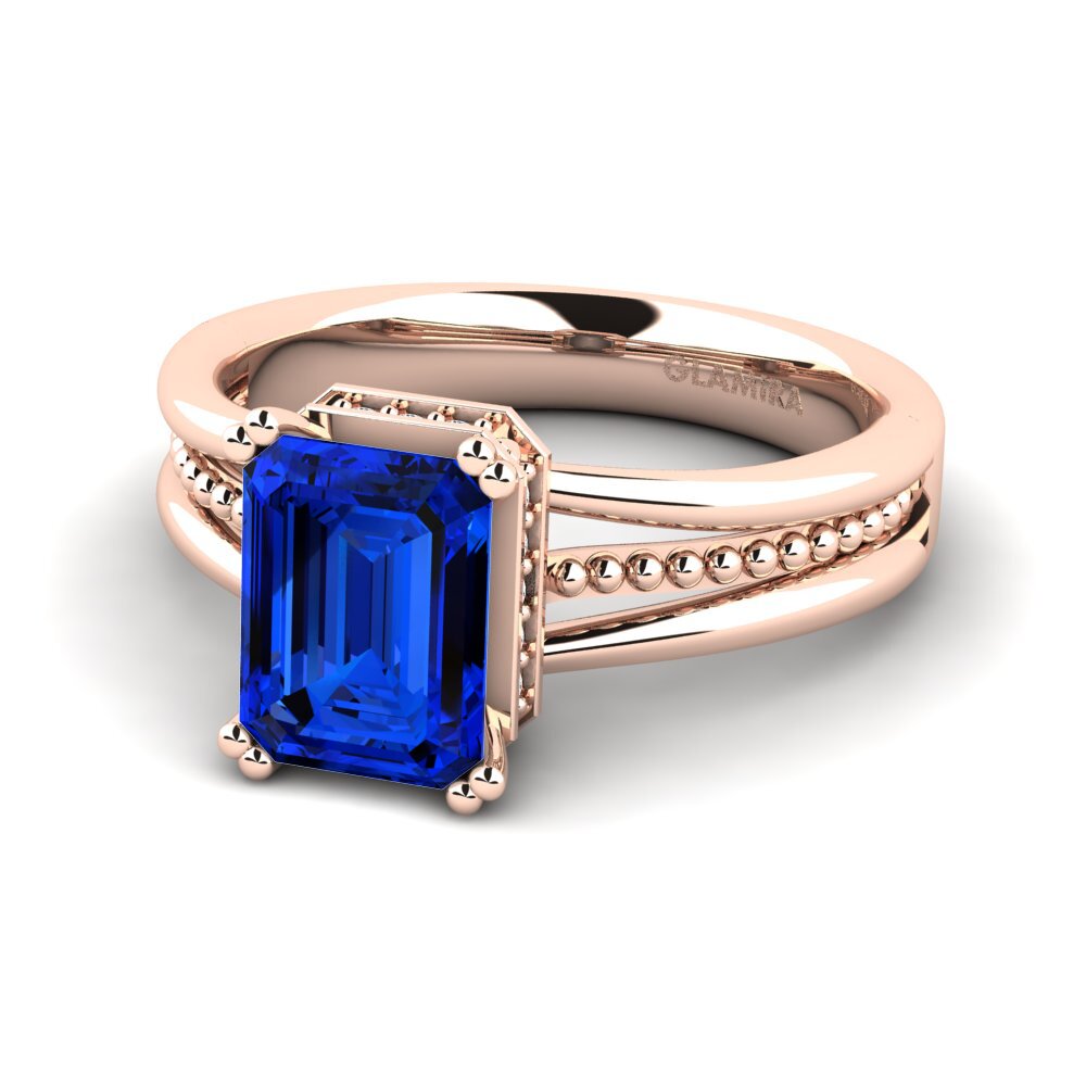 9k Rose Gold Sapphire (Lab Created) Engagement Ring Maine