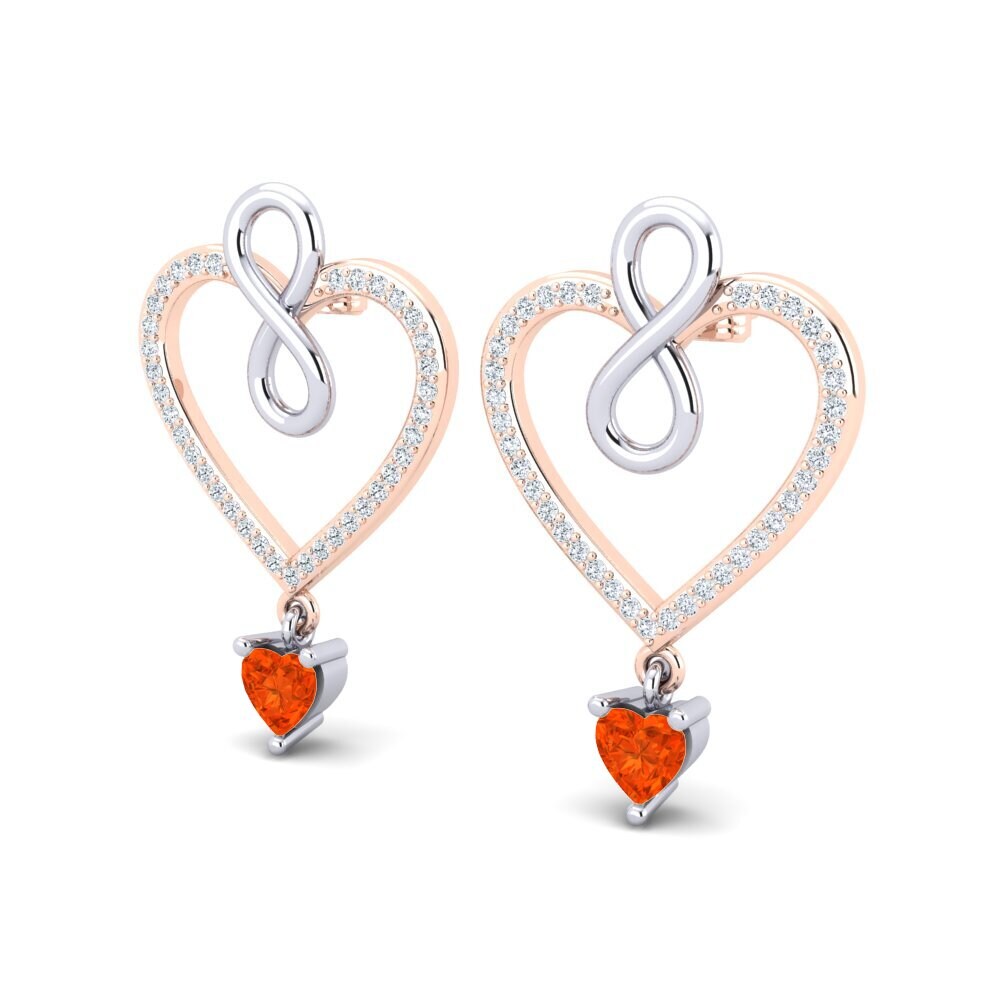 14ct Rose & White Gold Fire Opal Women's Earring Maire