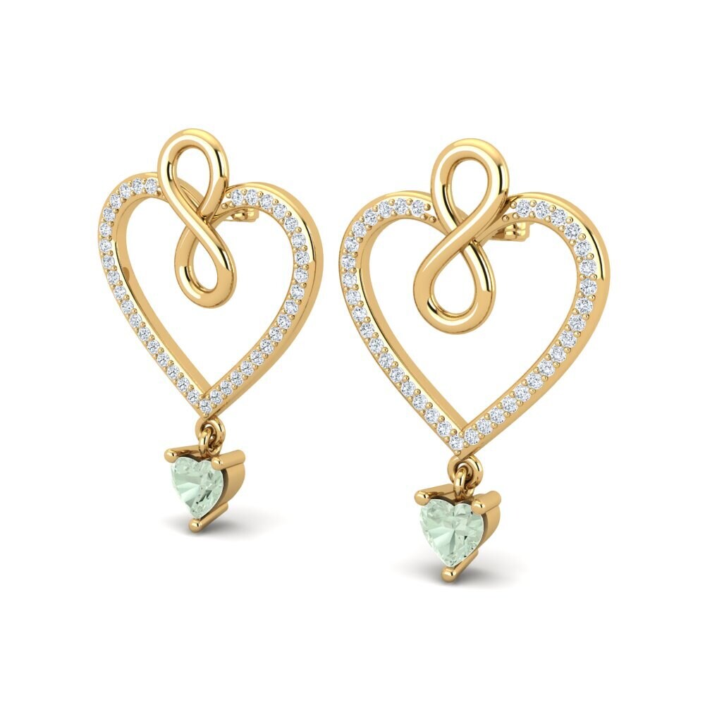14ct Yellow Gold Green Amethyst Women's Earring Maire