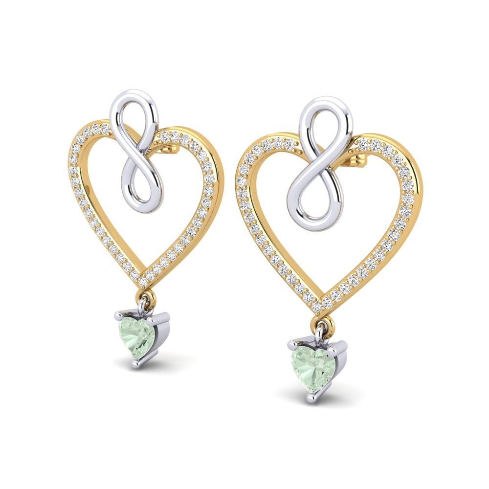 14ct Yellow & White Gold Green Amethyst Women's Earring Maire