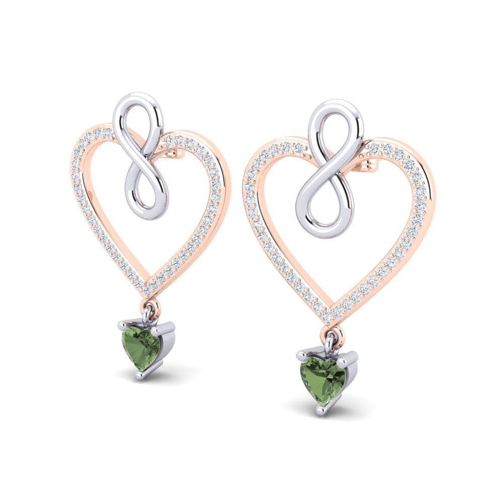 14ct Rose / White Gold Green Sapphire Women's Earring Maire