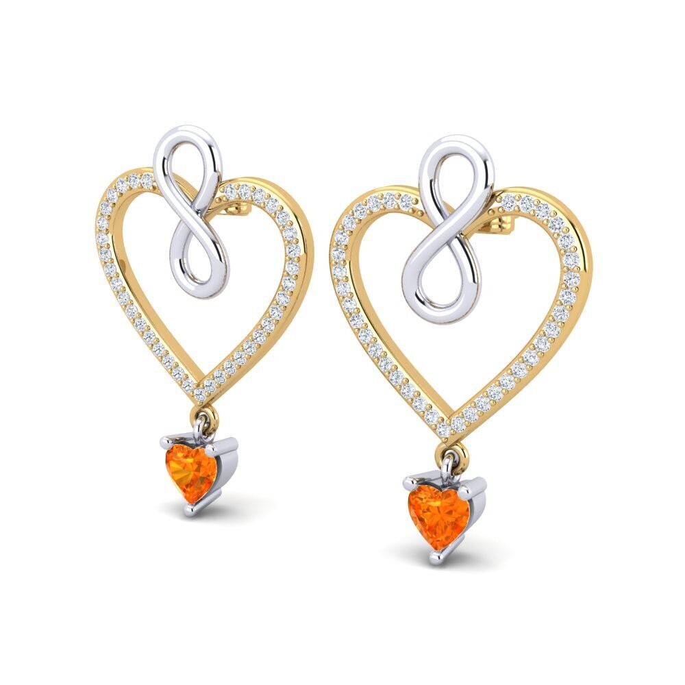 14K Yellow & White Gold Orange Sapphire Earring Maire