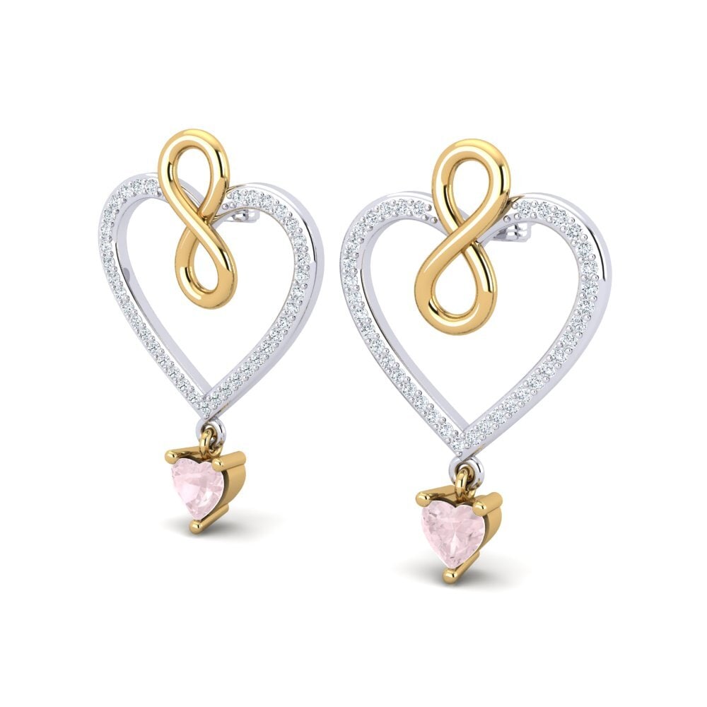 14ct White & Yellow Gold Rose Quartz Women's Earring Maire
