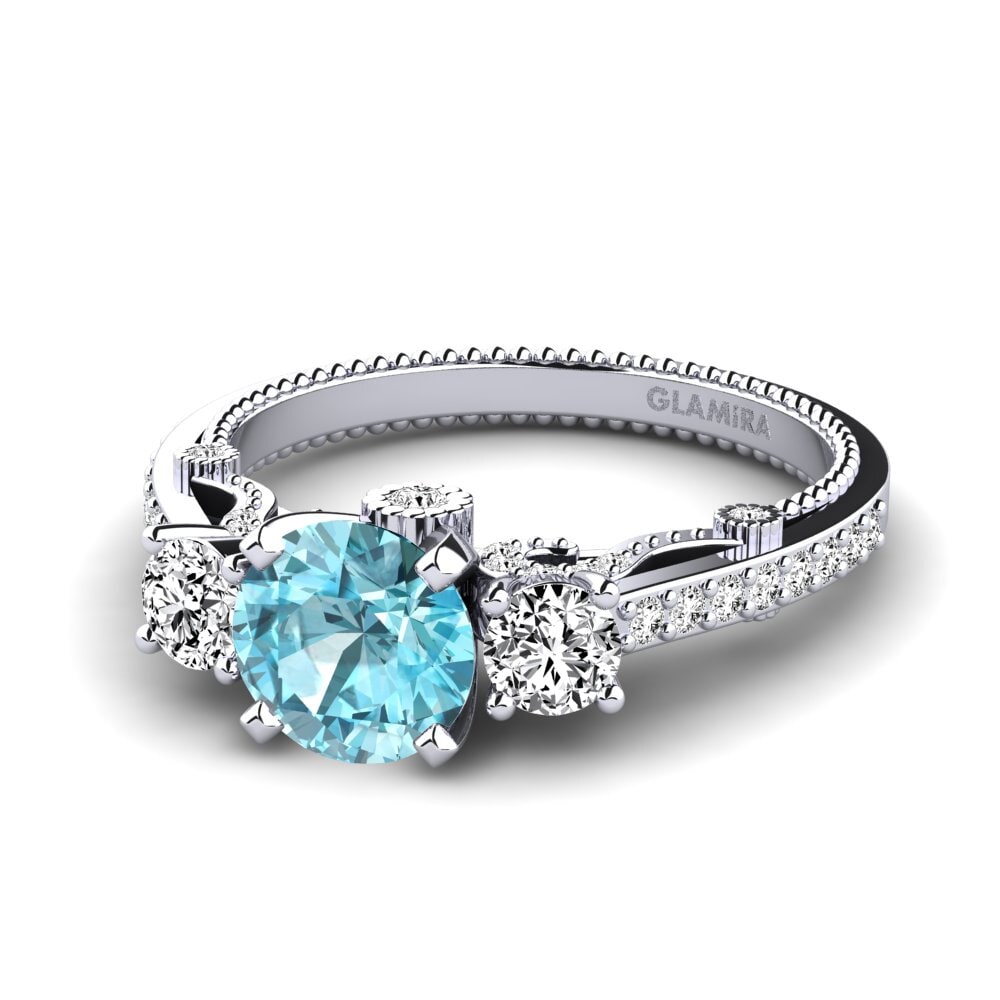 Circón Azul Anillo de compromiso Maitan